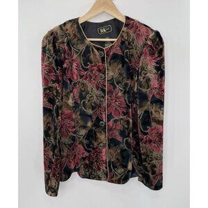 Vintage R&K‎ Evenings Etched Floral Velvet Button-Down Blazer Size 12 Event
